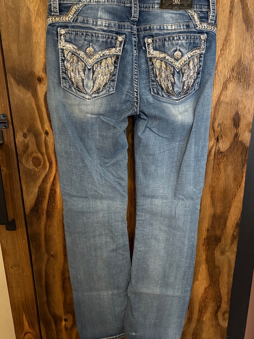 Miss Me Blue Boot Cut Jeans with Embellished Back Pockets